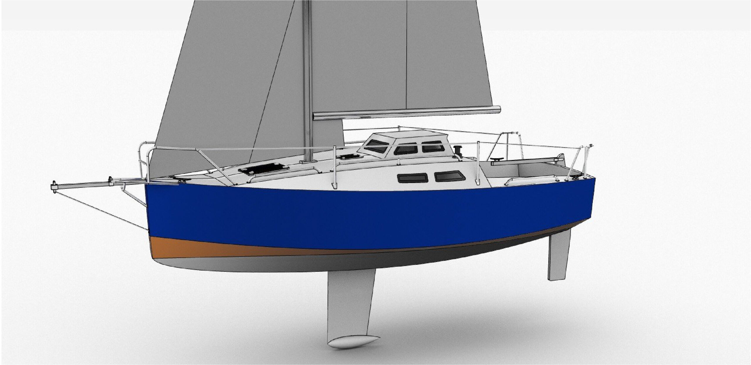 Hình dựng 3D thuyền buồm một thân Seanata 580 thiết kế gọn gàng, chắc chắn – 3D render of Seanata 580 monohull with compact, solid design